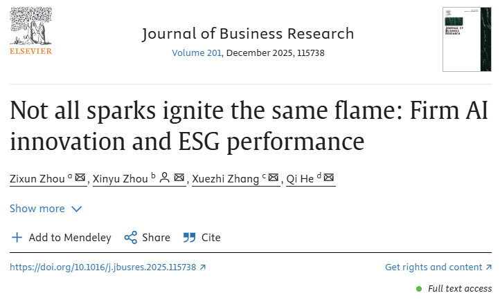 Academic Research Spotlight: Zhou Xinyu — "Firm AI Innovation and ESG Performance"
