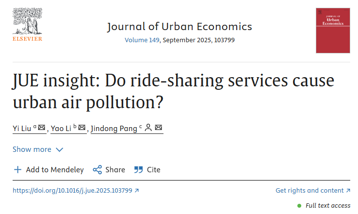 Research on Ride-Sharing Services Reduce Urban Air Pollution in Chinese Cities